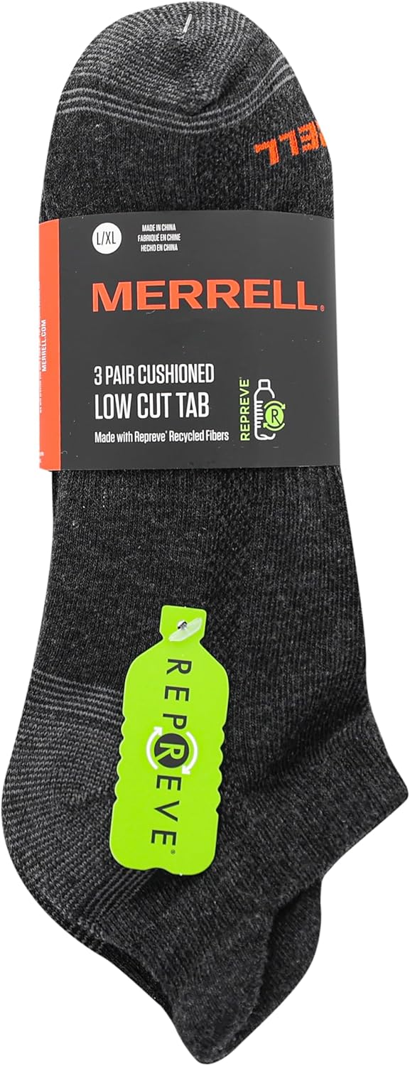 Unisex-Adult Recycled Everyday Half Cushion Low Cut Tab Socks - 3 Pairs - Breathable Hiking